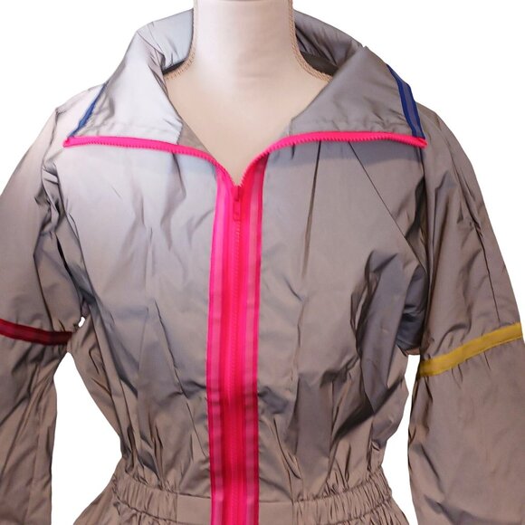New Terez Neon‎ Glow Gear Reflective Peplum Activewear Jacket in Grey Multi, S - Picture 6 of 16